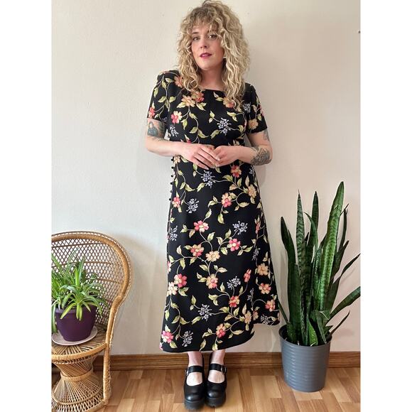 Talbots Dresses & Skirts - Late 90’s Whimsigoth Floral Silk Maxi Dress 14
